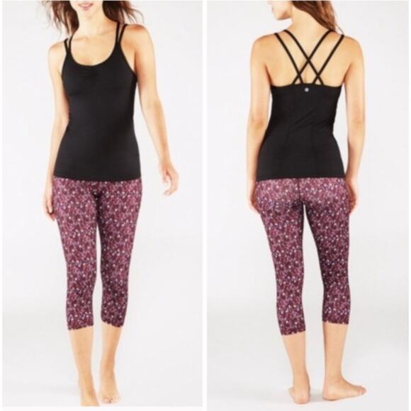 MANDUKA Colorful Cropped Capril Pull On Leggings Purple Blue Yoga Workout Gym - Picture 4 of 4